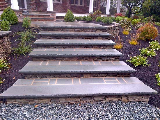 Natural Stone Steps Enhance Entry Path