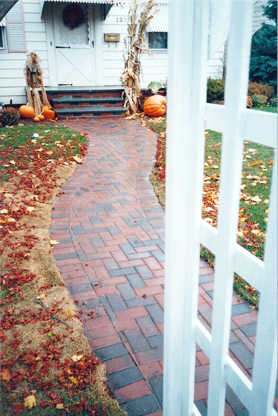 Finished Masonry Front Steps, Pathway and Arbor